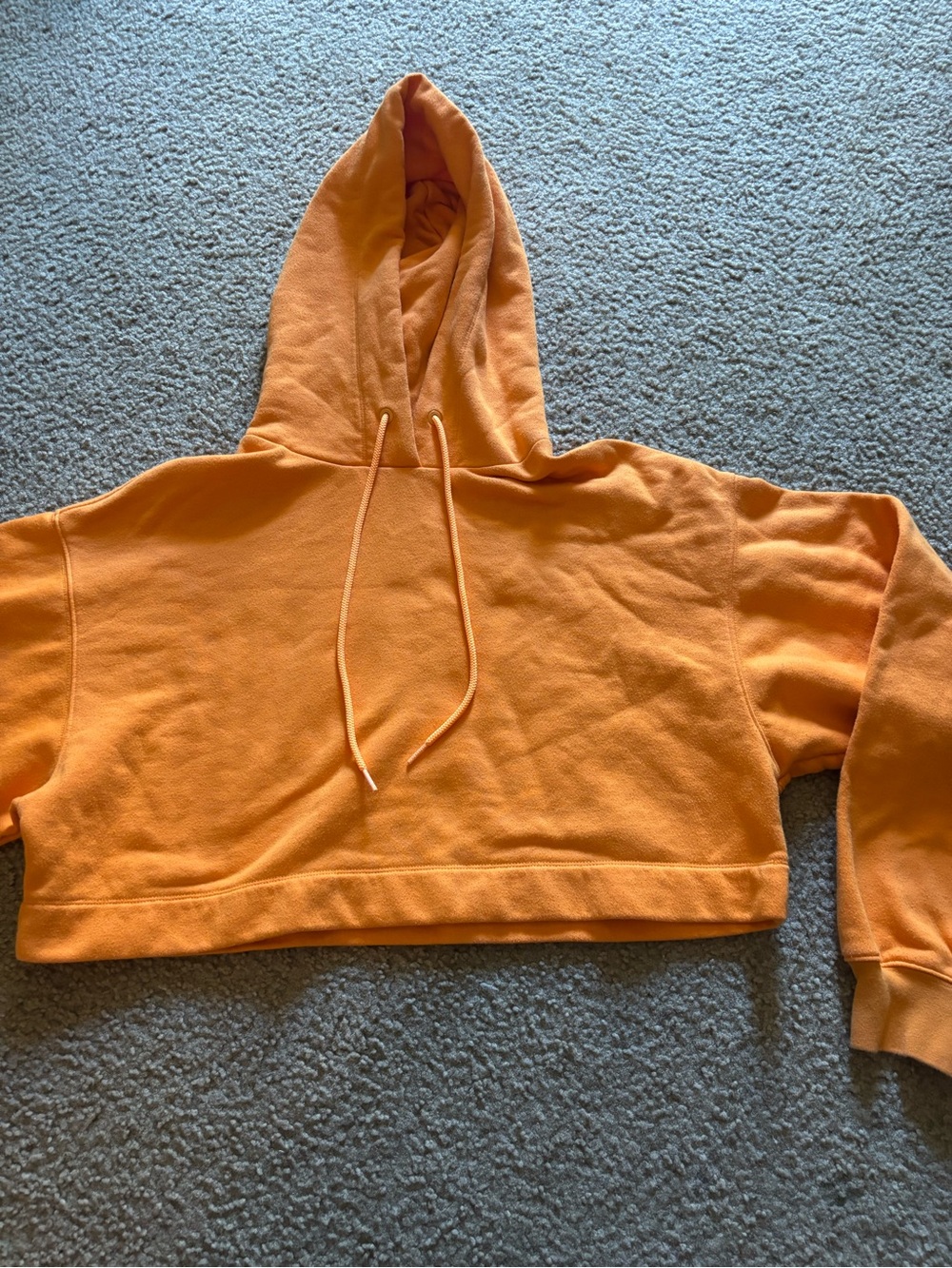 ALO Yoga Neon Orange Bae Hoodie Drawstring Crop Jumper Pullover Sweater L